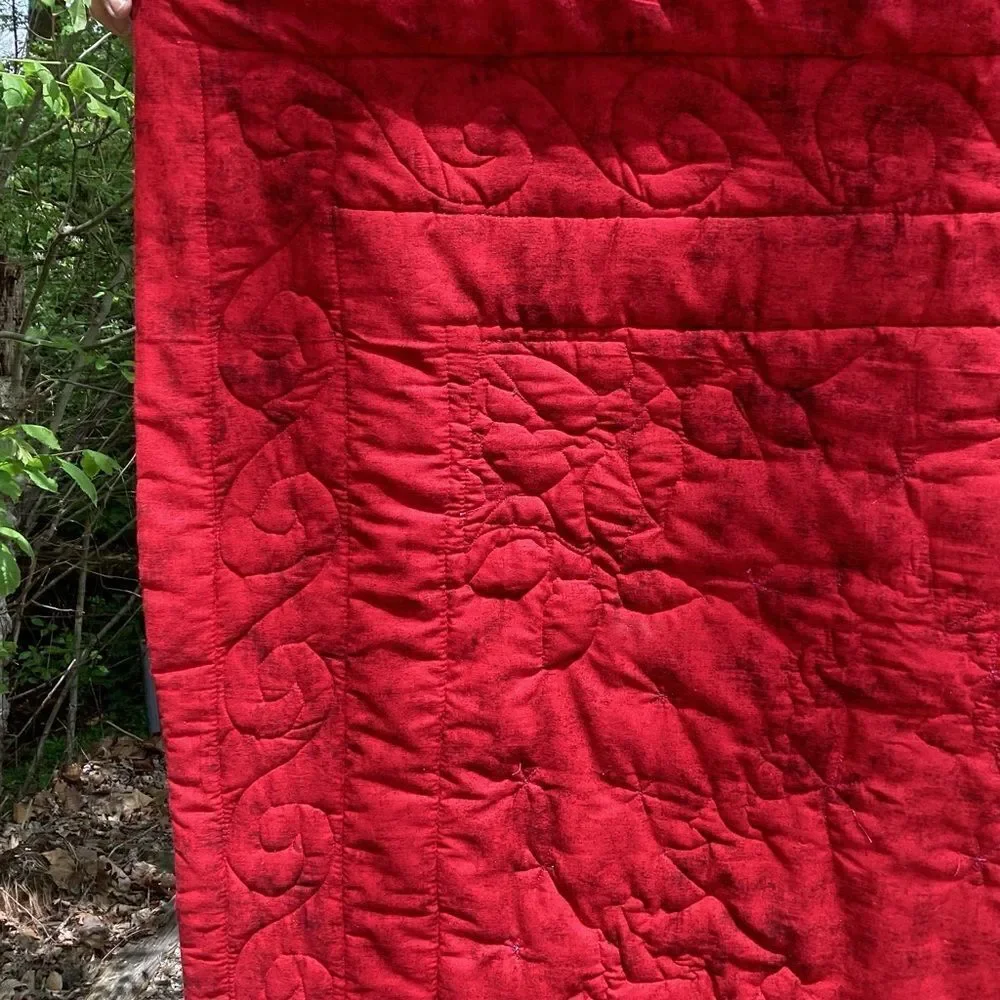 NWT. Christmas Forest Tree with Deer Lap Quilt Hand Crafted